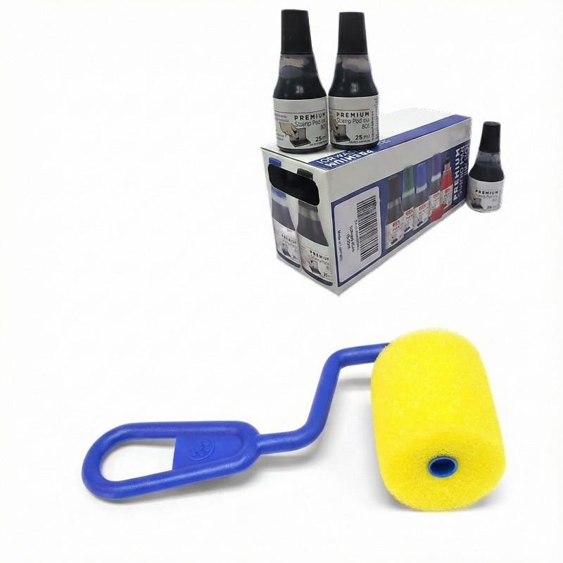 Kit Mini rodillo de espuma y tinta para timbres